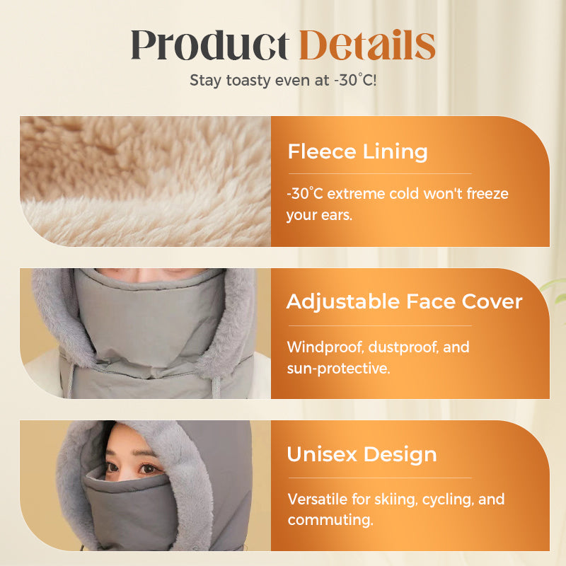 Plush-lined Thickened Thermal Hat with Face Mask for Men and Women