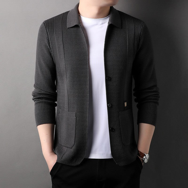 🔥Men's Lapel Knitted Long Sleeve Coat