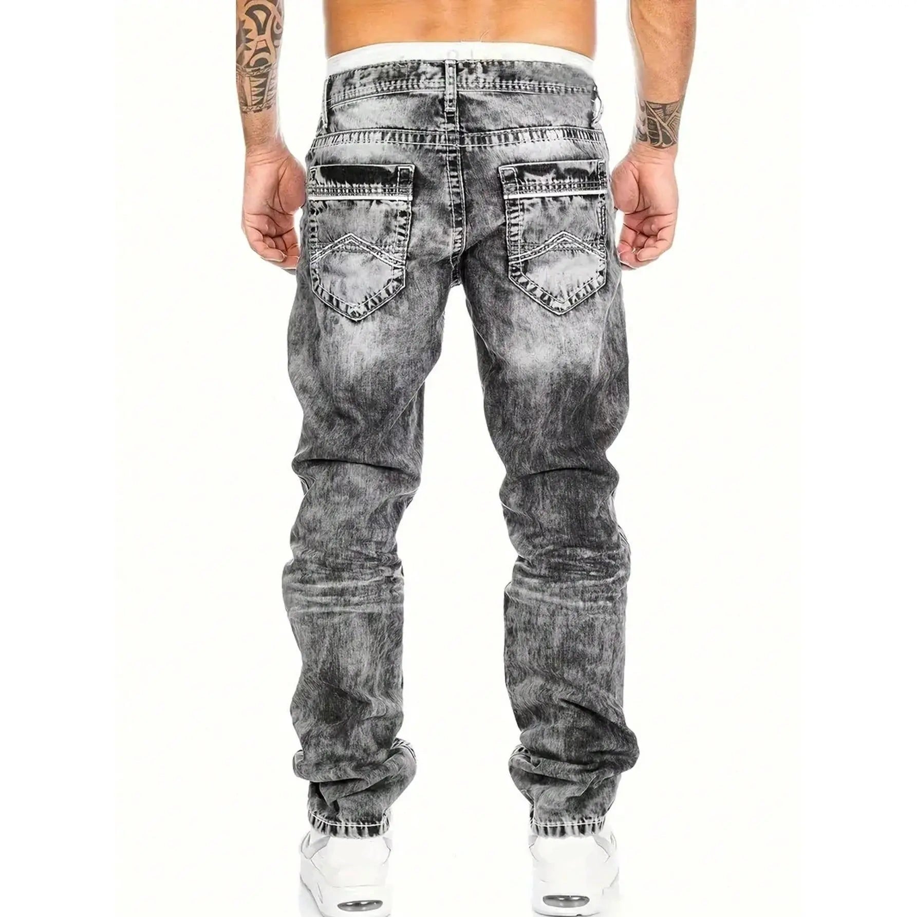 🔥 Men's Fashion Creative Stretch Denim Jeans – Minimalist Style, Perfect for Summer & Emo-Inspired Look 💙