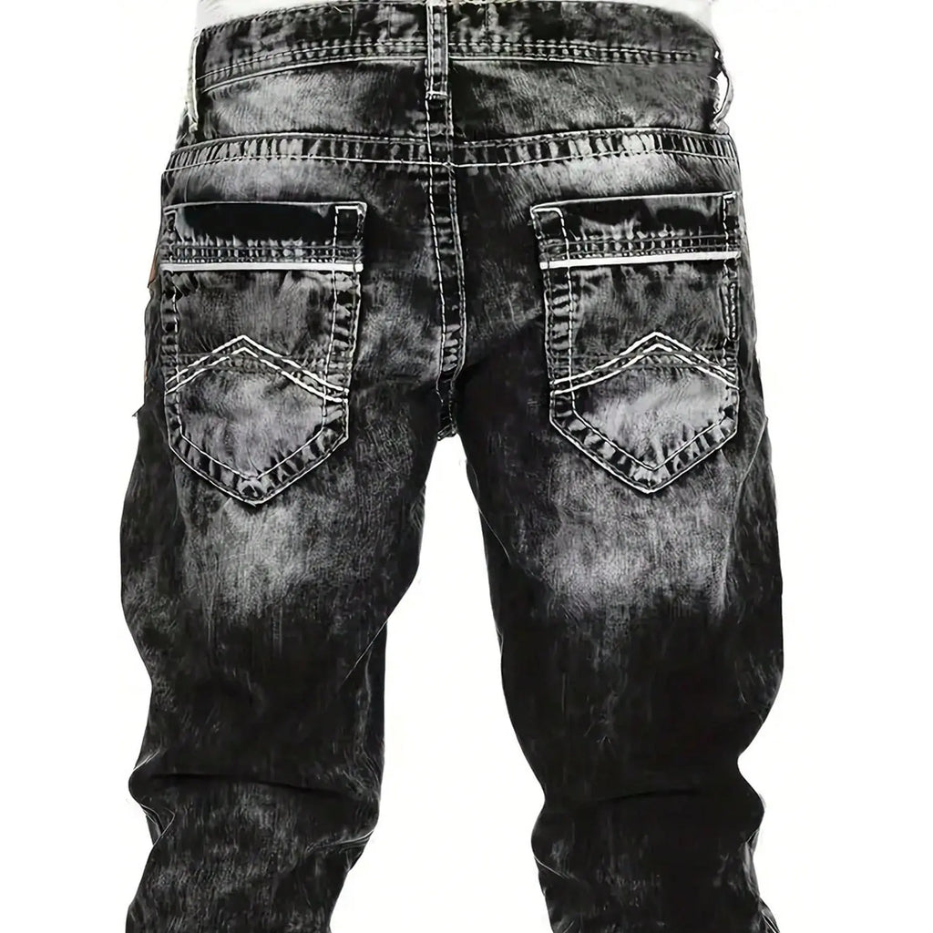 🔥 Men's Fashion Creative Stretch Denim Jeans – Minimalist Style, Perfect for Summer & Emo-Inspired Look 💙